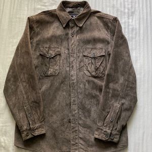 Early Winters Button Up Suede Leather Shirt Size M